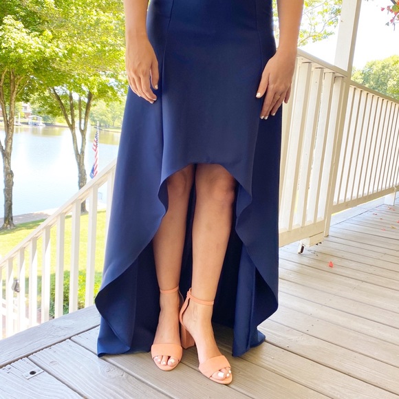 NWT Laundry Navy Strapless Hi-Low Crepe Gown-4 - Picture 4 of 6